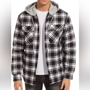Wrangler Black and White Plaid Jacket with Gray Hood men size xl